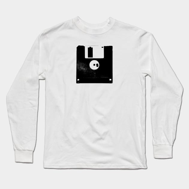 Retro Music Player Computer Floppy Disc Long Sleeve T-Shirt by Spindriftdesigns